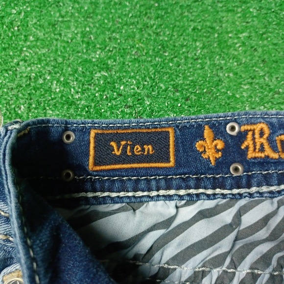 Rock Revival Jeans Womens 26 Vien Easy Crop Low Rise Stretch Faded Rhinestone - Picture 4 of 8